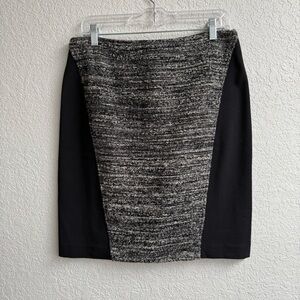 Ann Taylor Tweed Pencil Skirt Black Wool Blend Mixed Media Women’s Size 10